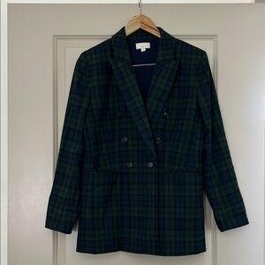 LOFT Green and Black Plaid Blazer